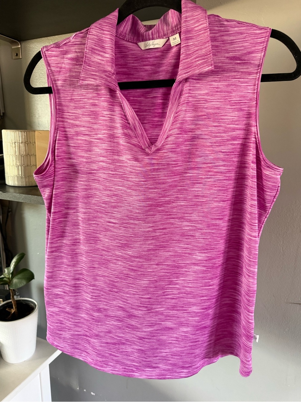 Lady Hagen Women's Purple Heathered Sleeveless Golf Polo Shirt, Size M